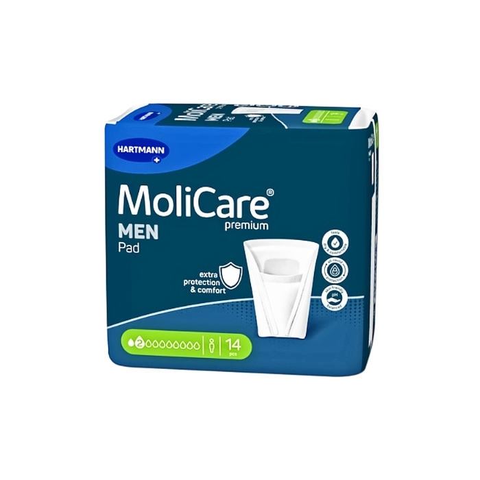 Νέα Hartmann MoliCare Premium Men Pad Ανδρικά Επιθέματα Ελαφράς Ακράτειας 2 Σταγόνες 14τμχ