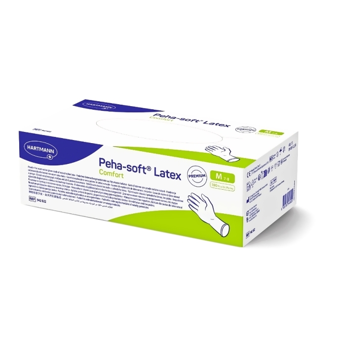 Hartmann Peha-Soft Latex Comfort Medium (M) Eξεταστικά Γάντια Λάτεξ Χωρίς Πούδρα 100τμχ