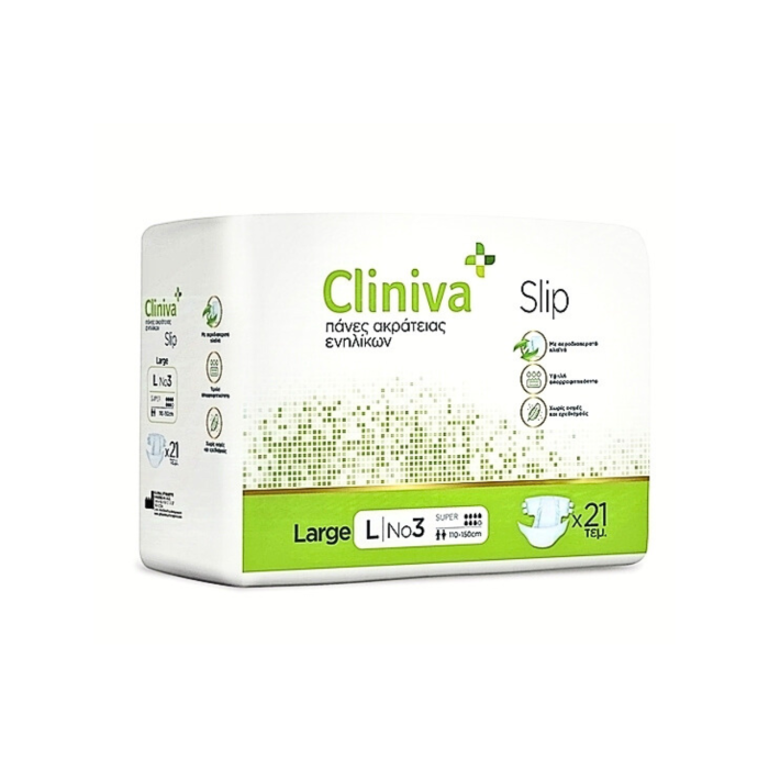Cliniva Slip Ανοιχτή Πάνα Ακράτειας No3 Large 110-150cm 21 τμχ