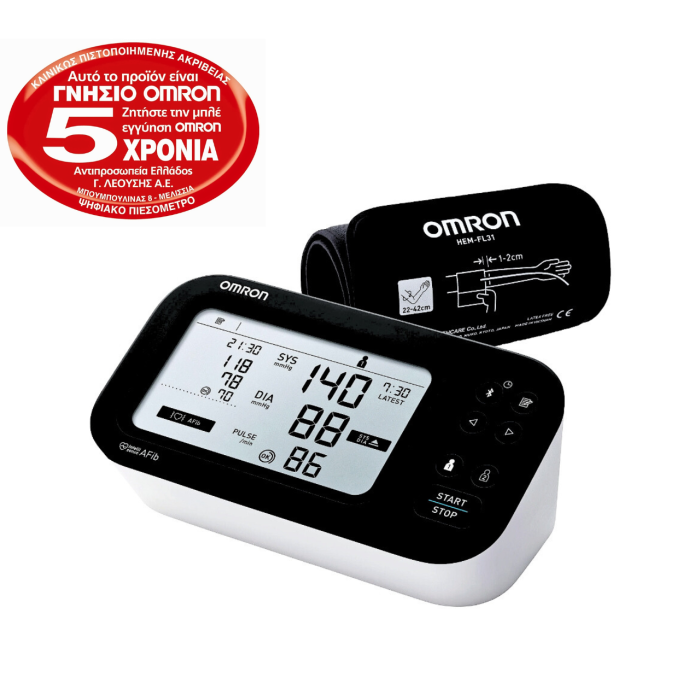 OMRON M7 Intelli IT AFib HEM-7380T1-EBK Πιεσόμετρο Μπράτσου Με 3πλή Μέτρηση, Ανίχνευση Κολπικής Μαρμαρυγής & Bluetooth
